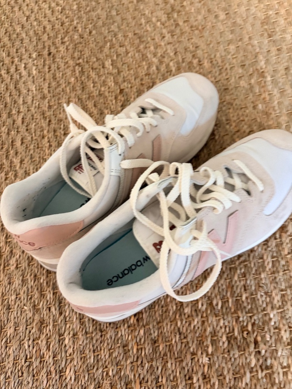 New Balance 574 Core White with Pink M9.5